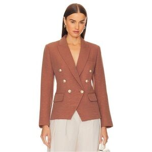 NWT L'AGENCE Kenzie Double-Breasted Blazer Size 12 Fawn And Ivory New Career